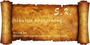 Sikolya Krisztofer névjegykártya